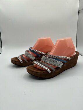 Azura Embellished Wedge Sandals | Brown Platform | Size 41 (US 10)